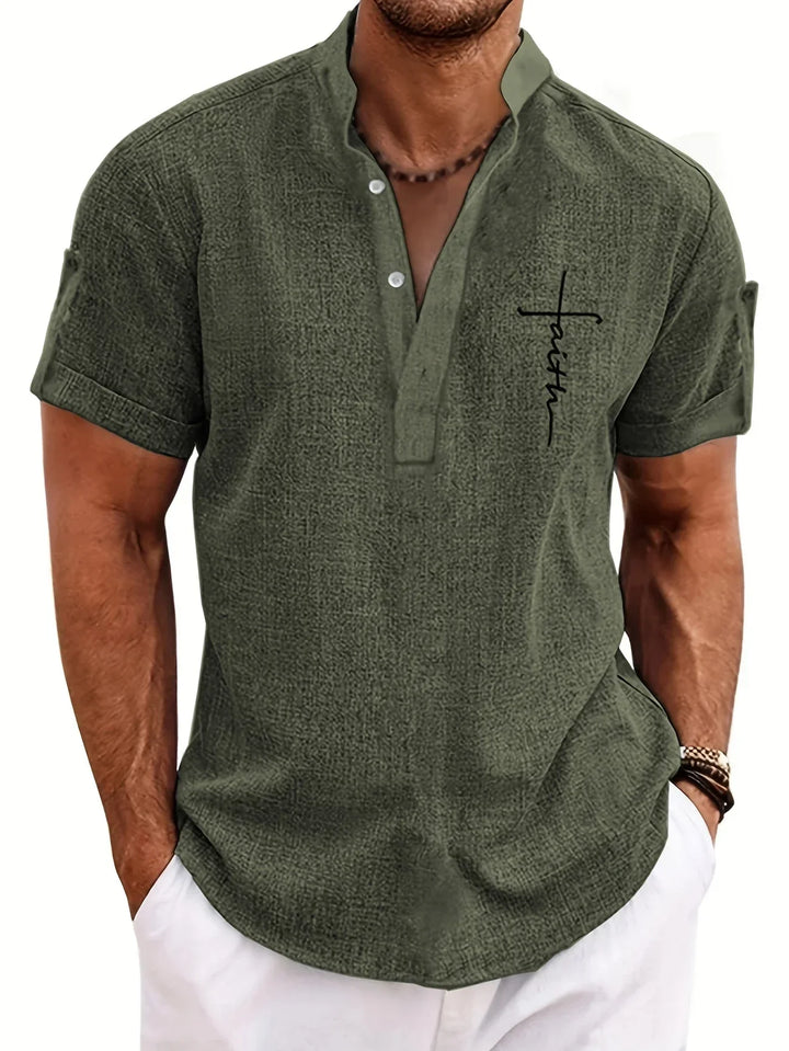 Elliott – Short Sleeve Band Collar Shirt