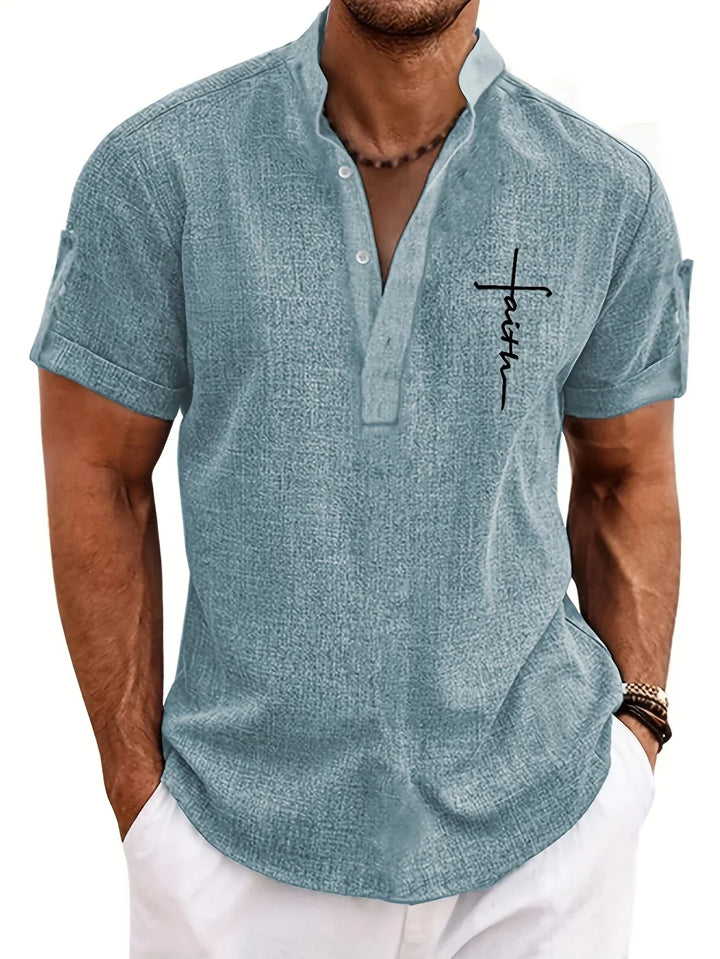 Elliott – Short Sleeve Band Collar Shirt