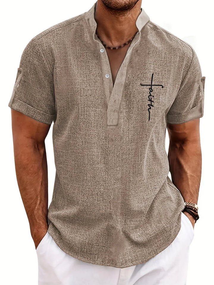Elliott – Short Sleeve Band Collar Shirt