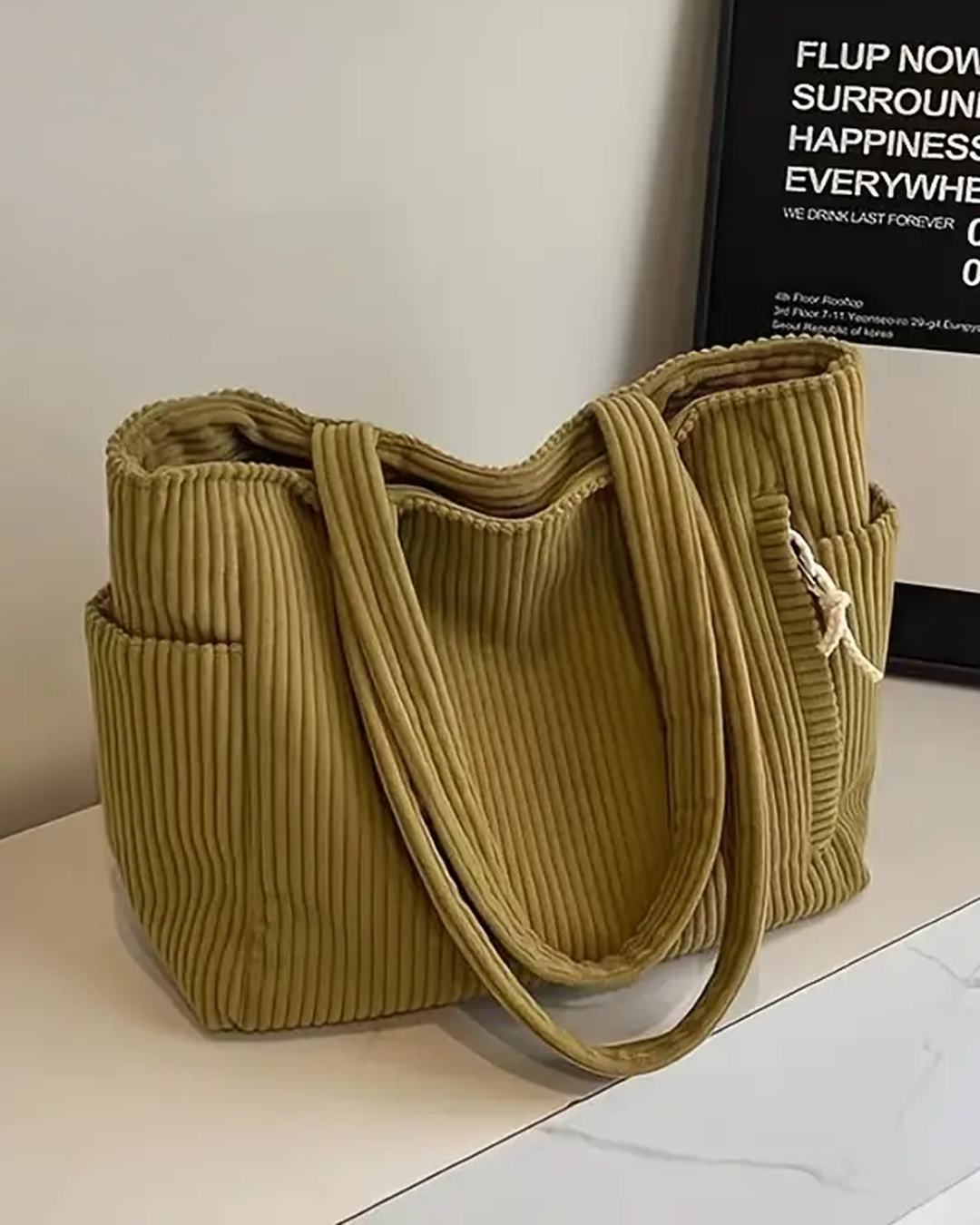 Olivia – Soft Corduroy Tote Bag