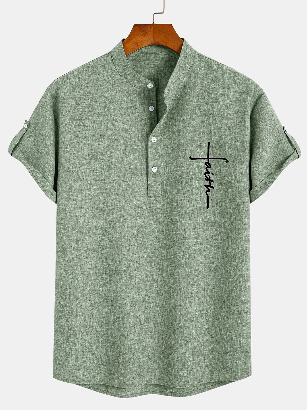 Elliott – Short Sleeve Band Collar Shirt