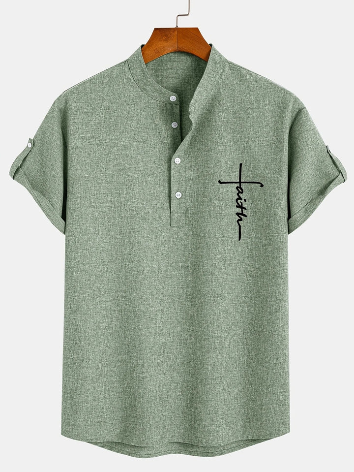 Elliott – Short Sleeve Band Collar Shirt