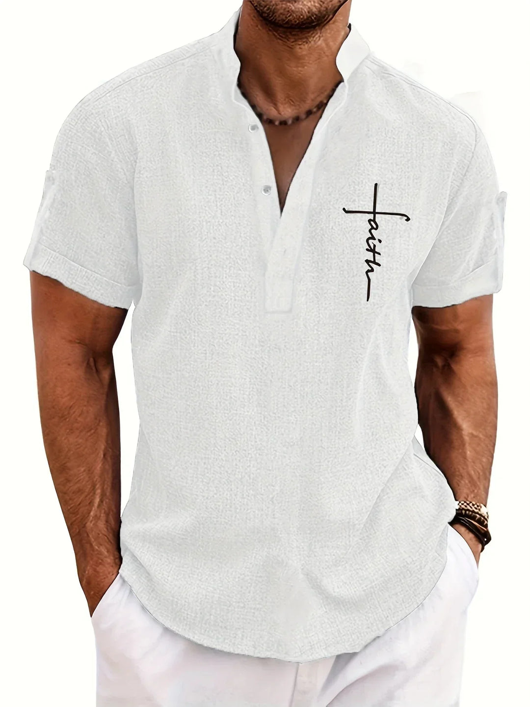 Elliott – Short Sleeve Band Collar Shirt