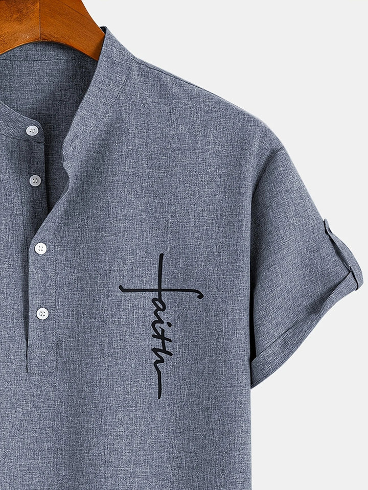 Elliott – Short Sleeve Band Collar Shirt