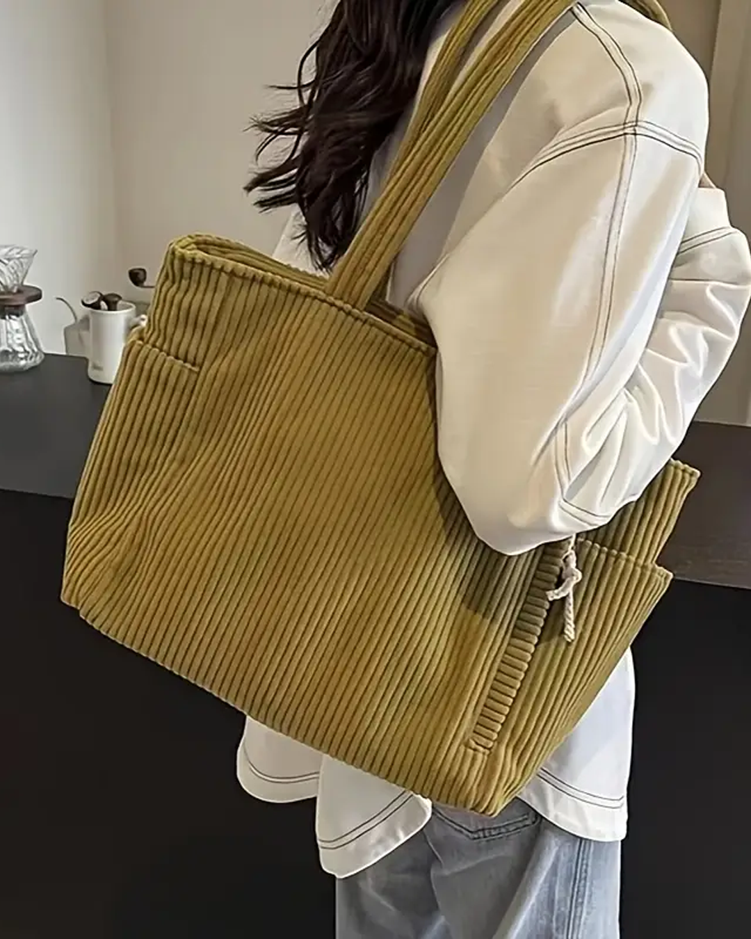 Olivia – Soft Corduroy Tote Bag