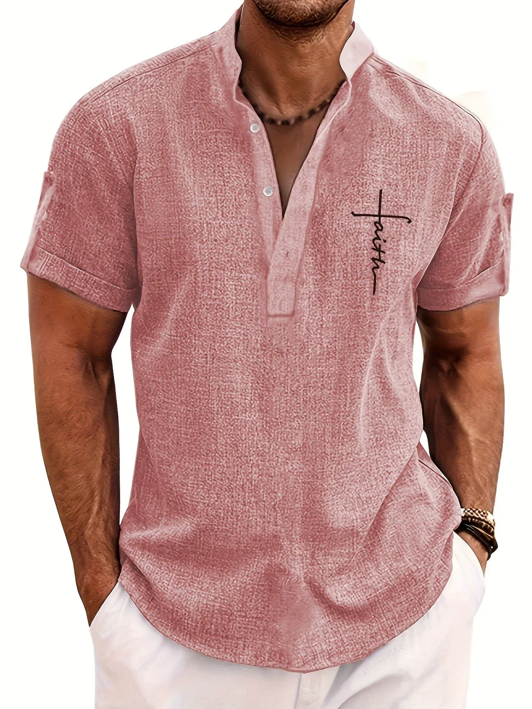 Elliott – Short Sleeve Band Collar Shirt