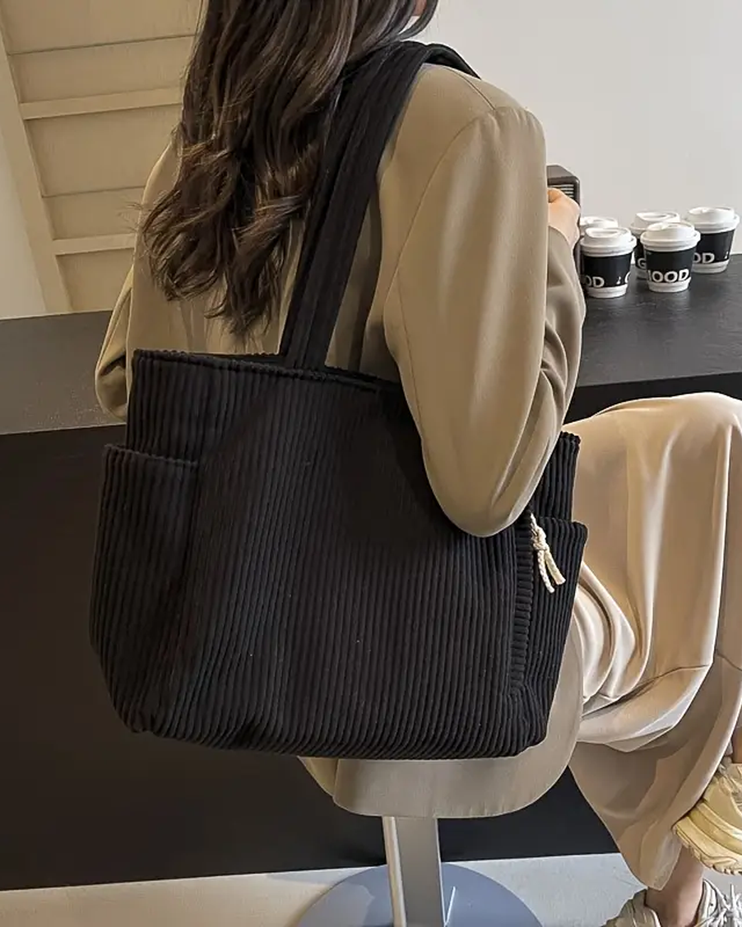 Olivia – Soft Corduroy Tote Bag