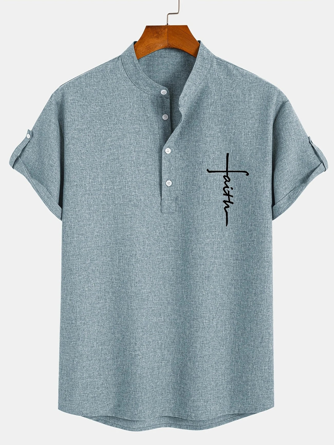 Elliott – Short Sleeve Band Collar Shirt