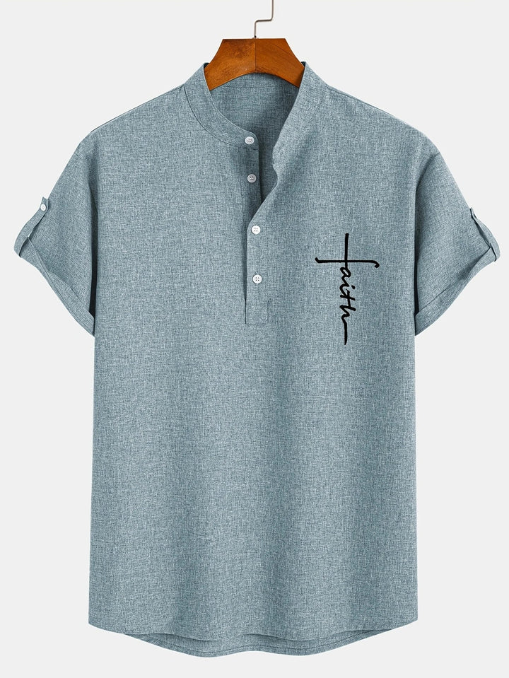 Elliott – Short Sleeve Band Collar Shirt