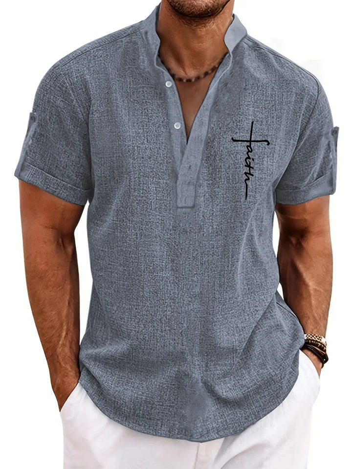 Elliott – Short Sleeve Band Collar Shirt