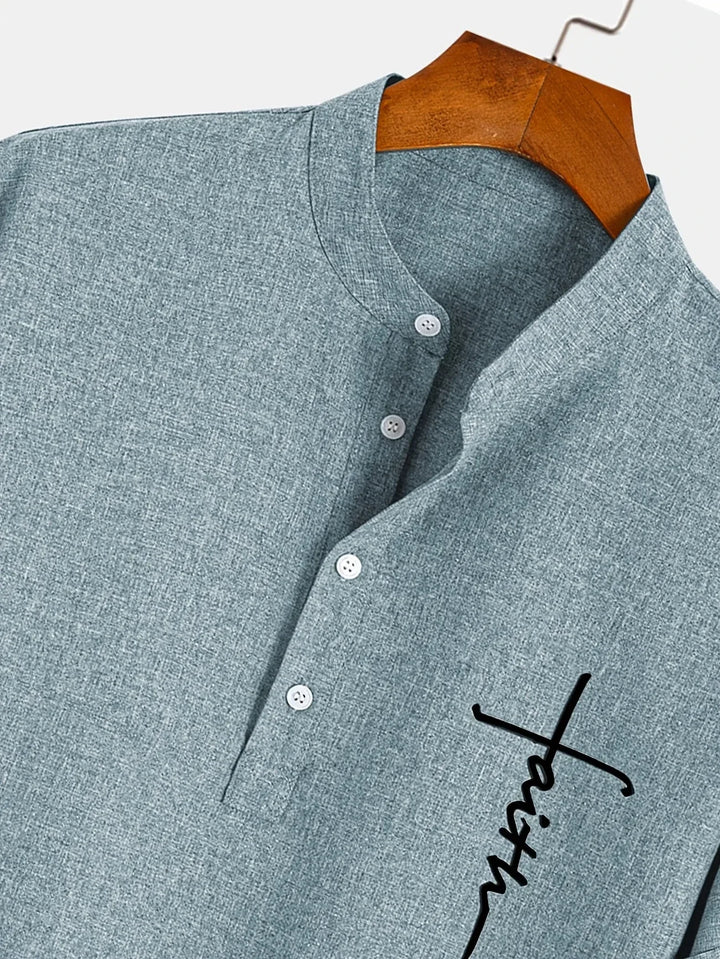 Elliott – Short Sleeve Band Collar Shirt